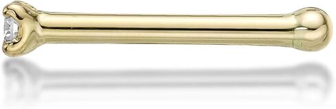 Lavari Jewelers 0.01 to 0.07 Carat Diamond 22 Gauge Straight Stud Nose Ring in 14k White or Yellow Gold 1.3 mm, 1.7 mm, 2.4 mm or 2.7 mm in Saudi Arabia
