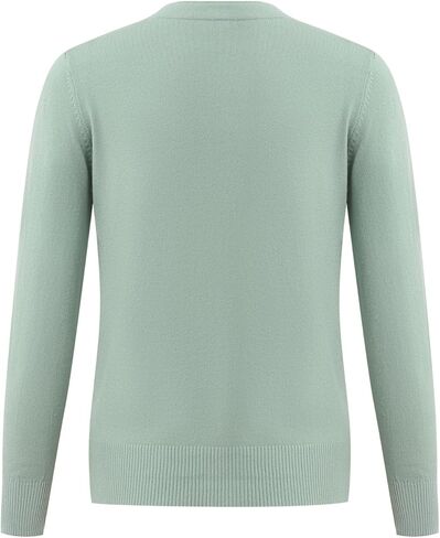 سترة نسائية كارديجان بياقة V محبوكة وأكمام طويلة وأزرار بلون سادة، سترات كاجوال in Kuwait