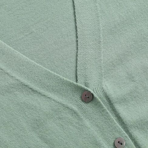 سترة نسائية كارديجان بياقة V محبوكة وأكمام طويلة وأزرار بلون سادة، سترات كاجوال in Kuwait