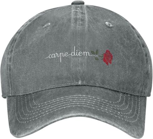 Rose Carpe Diem Positive Distressed Adjustable Washed Denim Mens Dad Trucker Hat Baseball Ball Cap for Men in Kuwait