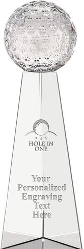 12" Golf Hole in One Tri Pedestal Crystal, Custom Engraved Golf Hole in One Tri Pedestal Crystal, Engraving Included, Prime in Saudi Arabia