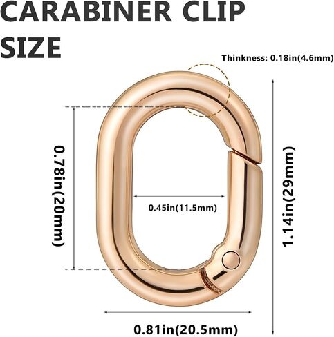 10Pcs Metal Spring Oval Rings Round Carabiner Key Ring Clip for Keychain Buckle, Purse Hardware, DIY Crafts (Brass, 1.57 inch) in Saudi Arabia
