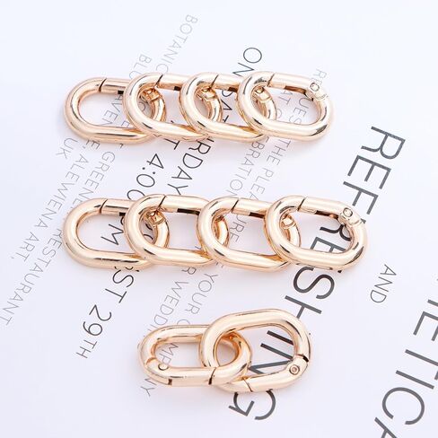 10Pcs Metal Spring Oval Rings Round Carabiner Key Ring Clip for Keychain Buckle, Purse Hardware, DIY Crafts (Brass, 1.57 inch) in Saudi Arabia