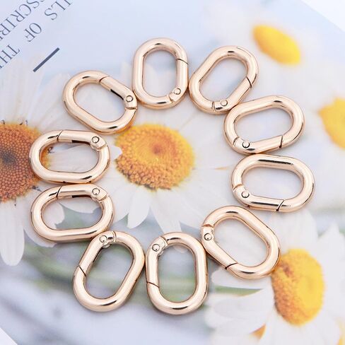 10Pcs Metal Spring Oval Rings Round Carabiner Key Ring Clip for Keychain Buckle, Purse Hardware, DIY Crafts (Brass, 1.57 inch) in Saudi Arabia