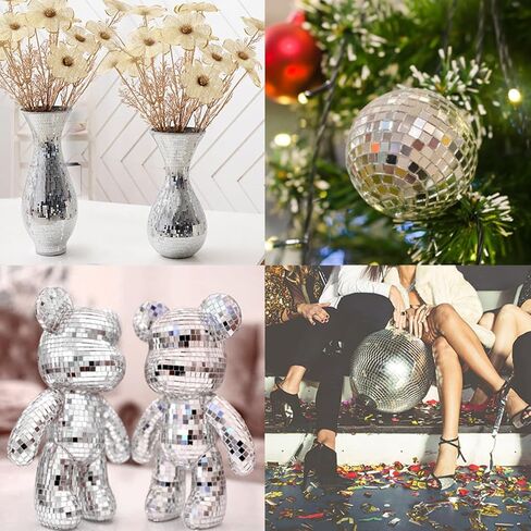 2360 قطعة من بلاط كرات الديسكو، 5 × 5 مم بلاط فسيفساء مرآة ذاتية اللصق، بلاط زجاجي للحرف اليدوية، كرات ديسكو DIY، مجمعات فنية، مزهريات، أكواب، إطارات صور، ديكور داخلي خارجي (فضي) in Kuwait