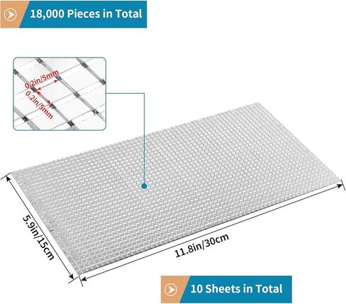 18000 قطعة من بلاط الفسيفساء الزجاجي ذاتي اللصق، 5 × 5 مم ملصقات كرة ديسكو مربعة صغيرة للحرف اليدوية، المنزل، ديكور الحفلات (فضي) in Kuwait