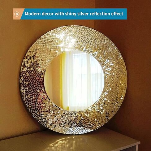 18000 قطعة من بلاط الفسيفساء الزجاجي ذاتي اللصق، 5 × 5 مم ملصقات كرة ديسكو مربعة صغيرة للحرف اليدوية، المنزل، ديكور الحفلات (فضي) in Kuwait