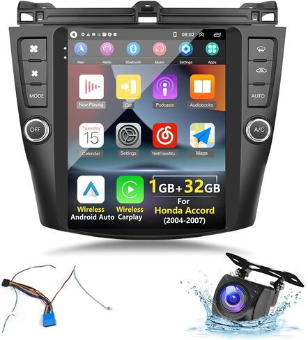 لهوندا أكورد 2004 2005 2006 2007 ستيريو سيارة أندرويد مع Carplay لاسلكي Android Auto، شاشة لمس 9.7 بوصة بلوتوث راديو السيارة GPS ملاحة واي فاي HiFi Audio FM SWC USB + كاميرا احتياطية عالية الدقة in Saudi Arabia