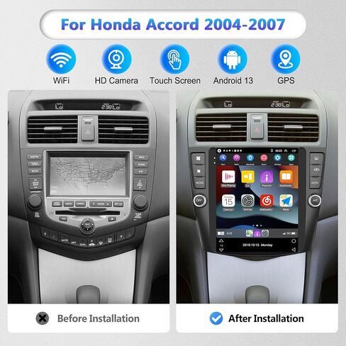 لهوندا أكورد 2004 2005 2006 2007 ستيريو سيارة أندرويد مع Carplay لاسلكي Android Auto، شاشة لمس 9.7 بوصة بلوتوث راديو السيارة GPS ملاحة واي فاي HiFi Audio FM SWC USB + كاميرا احتياطية عالية الدقة in Saudi Arabia