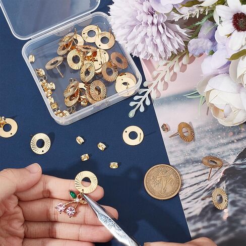 UNICRAFTALE 10pcs Golden Heart Earring Hypoallergenic Stud Earring Posts with Earring Backs Stainless Steel Earring with 1.2mm Hole for Jewelry Making 8mm in Saudi Arabia