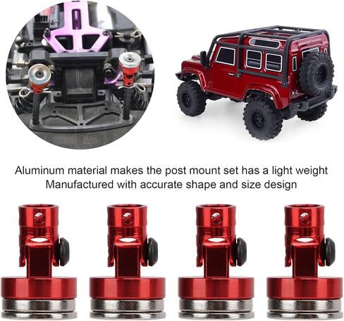 HERCHR 4Pcs RC Magnetic Body Post, Alloy Magnetic Body Post Mount, RC Car Magnetic Shell Post Body for 1/8 1/10 Remote Control Vehicle Invisible Body Shell Mount for SCX10 RC Car 4 Pack(Orange) in Saudi Arabia