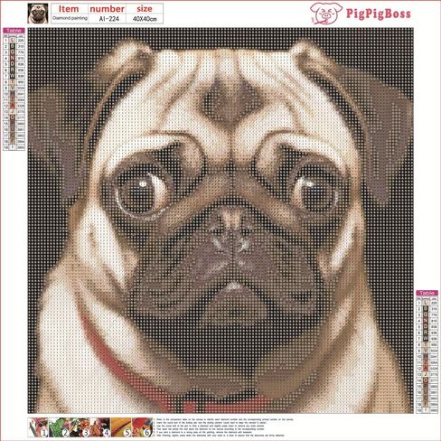 pigpigboss Pug Dog Diamond Painting Arts Kit Full Round Diamond Painting with Gems Cute Pet Dog Face Diamond Painting Set Dog Paw Diamond Art for Adult Beginner Home Decor (12 X 12 Inches) in Kuwait