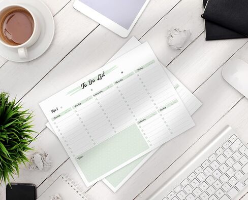 Weekly To Do List Notepad - 52 Tear Off Sheets Weekly Planner Notepad with Checklist, Top Priority & Notes Sections for Added Efficiency, 8.5 x 11 Inch (Green) in Saudi Arabia