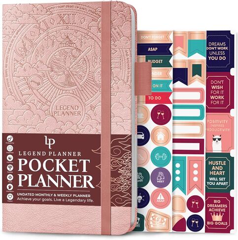 Legend Planner Pocket – Small Undated Monthly & Weekly Goal Journal and Calendar for Productivity, Mini Life Organizer Planner Perfect for Purse, Size: 3.5" x 6.2" Hardcover – Rose Gold in Kuwait
