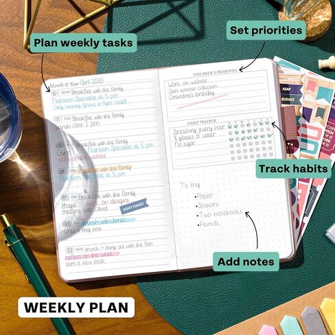 Legend Planner Pocket – Small Undated Monthly & Weekly Goal Journal and Calendar for Productivity, Mini Life Organizer Planner Perfect for Purse, Size: 3.5" x 6.2" Hardcover – Rose Gold in Kuwait