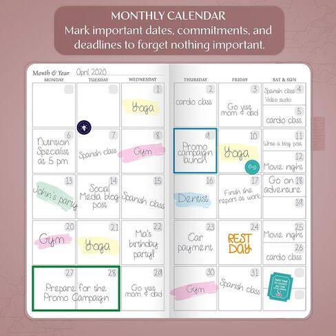 Legend Planner Pocket – Small Undated Monthly & Weekly Goal Journal and Calendar for Productivity, Mini Life Organizer Planner Perfect for Purse, Size: 3.5" x 6.2" Hardcover – Rose Gold in Kuwait