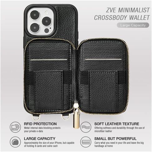 ZVE for iPhone 13 Pro Max Wallet Case Crossbody with a 180° Rotation Square Stand, Leather Zipper Phone Case with RFID Card Holder Wrist Chain, Cover Purse Gift for iPhone 13 Pro Max (6.7 inch)- Beige in Saudi Arabia
