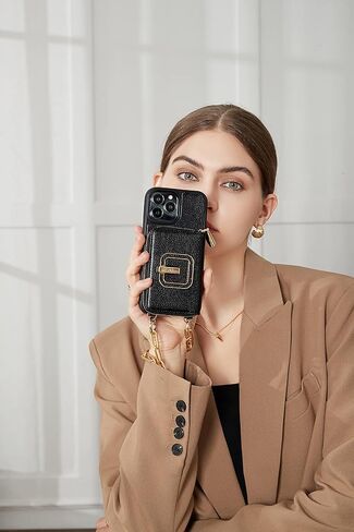 ZVE for iPhone 13 Pro Max Wallet Case Crossbody with a 180° Rotation Square Stand, Leather Zipper Phone Case with RFID Card Holder Wrist Chain, Cover Purse Gift for iPhone 13 Pro Max (6.7 inch)- Beige in Saudi Arabia