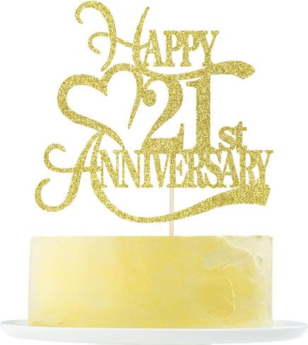 Gold Glitter 50th Anniversary Cake Topper - 10 Wedding Anniversary Party Decoration Ideas, 10th Anniversary Party / 10th Birthday Party Decorations in Saudi Arabia