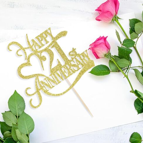 Gold Glitter 50th Anniversary Cake Topper - 10 Wedding Anniversary Party Decoration Ideas, 10th Anniversary Party / 10th Birthday Party Decorations in Saudi Arabia