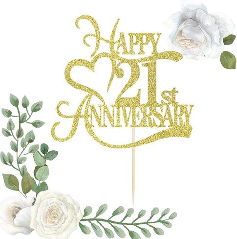 Gold Glitter 50th Anniversary Cake Topper - 10 Wedding Anniversary Party Decoration Ideas, 10th Anniversary Party / 10th Birthday Party Decorations in Saudi Arabia