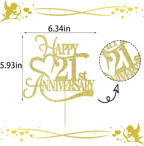 Gold Glitter 50th Anniversary Cake Topper - 10 Wedding Anniversary Party Decoration Ideas, 10th Anniversary Party / 10th Birthday Party Decorations in Saudi Arabia