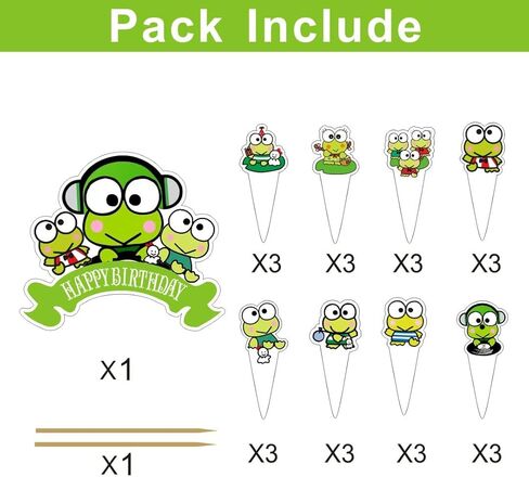 25Pcs Frog of Keroppi Cupcake Toppers and Cake Toppers for Kids Birthday Cake Decorations Party Supplies. in Saudi Arabia