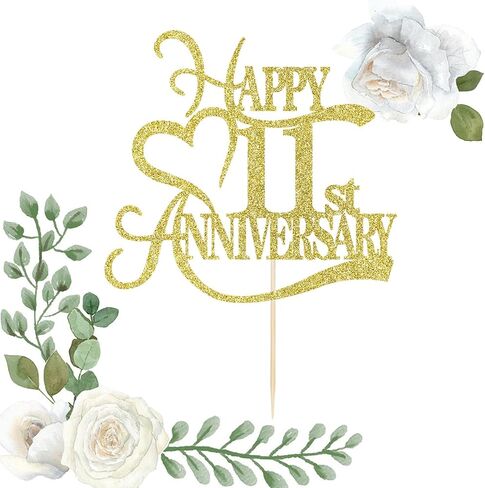 Gold Glitter 50th Anniversary Cake Topper - 10 Wedding Anniversary Party Decoration Ideas, 10th Anniversary Party / 10th Birthday Party Decorations in Saudi Arabia