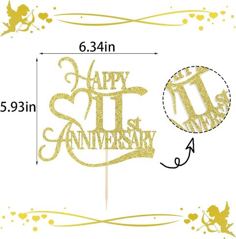 Gold Glitter 50th Anniversary Cake Topper - 10 Wedding Anniversary Party Decoration Ideas, 10th Anniversary Party / 10th Birthday Party Decorations in Saudi Arabia