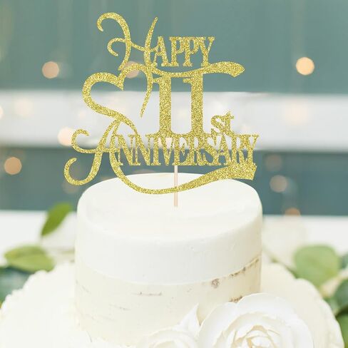 Gold Glitter 50th Anniversary Cake Topper - 10 Wedding Anniversary Party Decoration Ideas, 10th Anniversary Party / 10th Birthday Party Decorations in Saudi Arabia