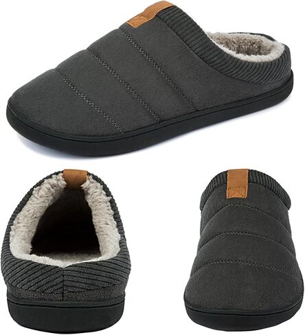 شباشب رجالية دافئة من الإسفنج الذكي من Zonsmo مصنوعة من جلد الغزال مبطنة بقماش شيرلينغ سهلة الارتداء في الأماكن المغلقة والمفتوحة أحذية منزلية in Kuwait