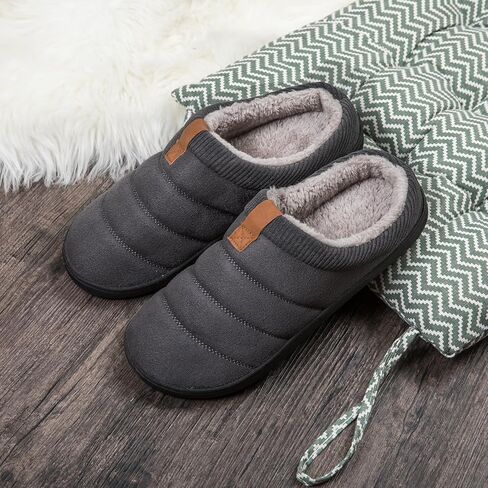 شباشب رجالية دافئة من الإسفنج الذكي من Zonsmo مصنوعة من جلد الغزال مبطنة بقماش شيرلينغ سهلة الارتداء في الأماكن المغلقة والمفتوحة أحذية منزلية in Kuwait