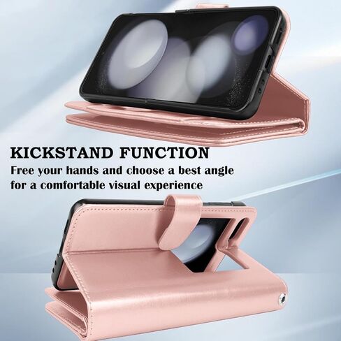 Takfox Galaxy Z Flip 5 Case, for Samsung Z Flip5 5G Wallet Case, Women Men [9 Card Slots] ID Credit Card Holder Folio Flip Cover PU Leather Magnetic Detachable Phone Case [Kickstand] & Lanyard-Black in Kuwait