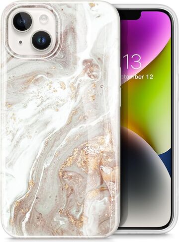 GVIEWIN مصمم لهاتف iPhone 14، جراب iPhone 13 مقاس 6.1 بوصة، [اختبار السقوط من الدرجة العسكرية 10FT] غطاء هاتف واقي ناعم من مادة TPU الواقية من الصدمات، لؤلؤي/ذهبي in Kuwait