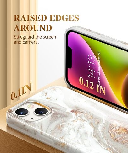 GVIEWIN مصمم لهاتف iPhone 14، جراب iPhone 13 مقاس 6.1 بوصة، [اختبار السقوط من الدرجة العسكرية 10FT] غطاء هاتف واقي ناعم من مادة TPU الواقية من الصدمات، لؤلؤي/ذهبي in Kuwait