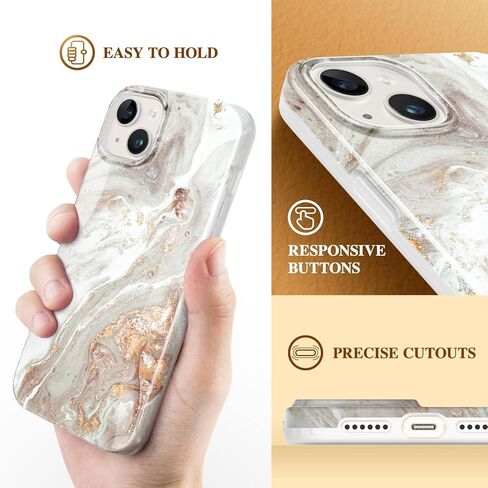 GVIEWIN مصمم لهاتف iPhone 14، جراب iPhone 13 مقاس 6.1 بوصة، [اختبار السقوط من الدرجة العسكرية 10FT] غطاء هاتف واقي ناعم من مادة TPU الواقية من الصدمات، لؤلؤي/ذهبي in Kuwait