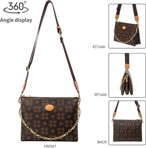 Crossbody Bags for Women Men - Leather Crossbody Purses with Print Pattern, Delicate Chain Strap Shoulder Bag for Women in Saudi Arabia