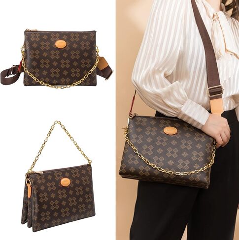 Crossbody Bags for Women Men - Leather Crossbody Purses with Print Pattern, Delicate Chain Strap Shoulder Bag for Women in Saudi Arabia