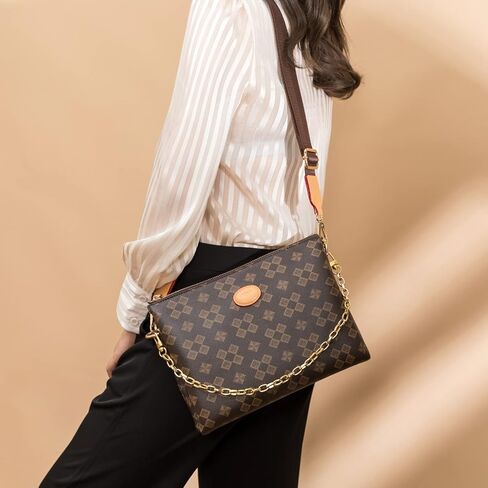 Crossbody Bags for Women Men - Leather Crossbody Purses with Print Pattern, Delicate Chain Strap Shoulder Bag for Women in Saudi Arabia
