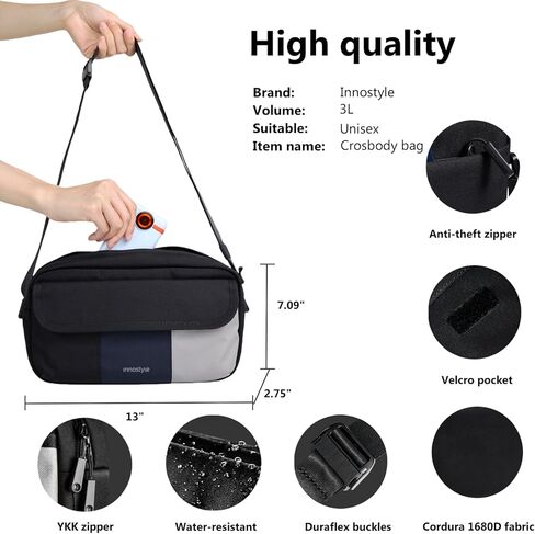 حقيبة كروس للنساء والرجال حقيبة كتف بحمالة كتف للسفر خفيفة الوزن ومقاومة للماء مع حزام قابل للتعديل للحمل اليومي حقيبة كاجوال للعمل غير الرسمي وصالة الألعاب الرياضية in Kuwait