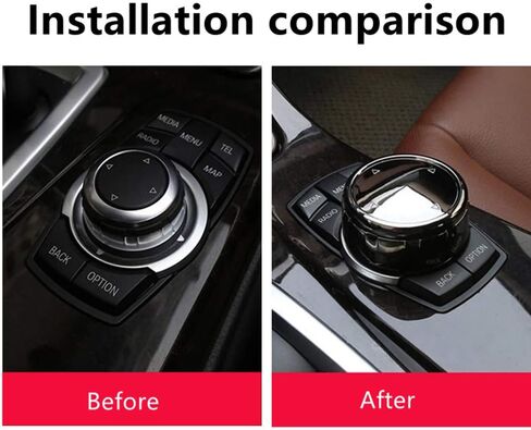 Multi Media Knob Cover,Car Interior Big Multimedia Buttons Cover Molding Trim for BMW F10 F20 F30 for iDrive(Ceramic Black) in Saudi Arabia