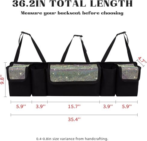 منظم وتخزين صندوق السيارة من eing، منظم تعليق المقعد الخلفي لسيارات الدفع الرباعي والشاحنات وMPV، مقاوم للماء، حقيبة تخزين البضائع القابلة للطي مع 5 جيوب، ملحقات داخلية للسيارة لامعة للنساء، أبيض in Kuwait