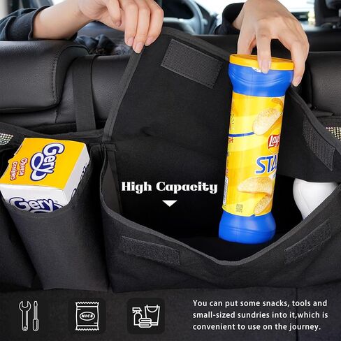 منظم وتخزين صندوق السيارة من eing، منظم تعليق المقعد الخلفي لسيارات الدفع الرباعي والشاحنات وMPV، مقاوم للماء، حقيبة تخزين البضائع القابلة للطي مع 5 جيوب، ملحقات داخلية للسيارة لامعة للنساء، أبيض in Kuwait