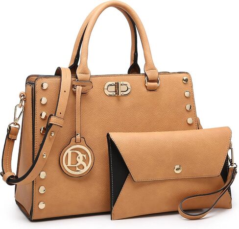Dasein Women Medium Satchel Handbag Work Tote Shoulder Bag Top Handle Purse with Matching Clutch 2pcs Set in Kuwait