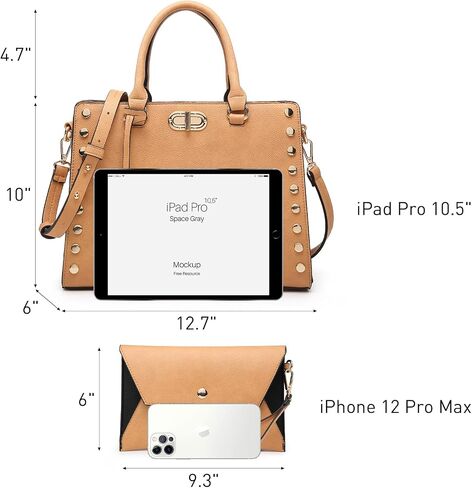 Dasein Women Medium Satchel Handbag Work Tote Shoulder Bag Top Handle Purse with Matching Clutch 2pcs Set in Kuwait