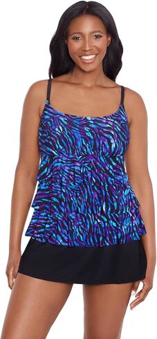 Longitude Women's Swimwear Faux Ruffle Skirtini with Pockets One Piece Swimsuit in Saudi Arabia