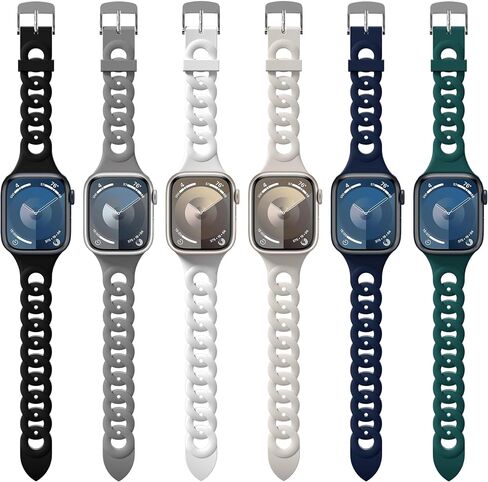 Suoman 6-Pack Silicone Band for Apple Watch Band 49mm 45mm 44mm 42mm 38mm 41mm 40mm,Adjustable Soft Silicone Replacement Strap Band for iWatch Ultra 2/Ultra/Series 9/8/7/6/5/4/SE/SE 2 With Women Men in Saudi Arabia