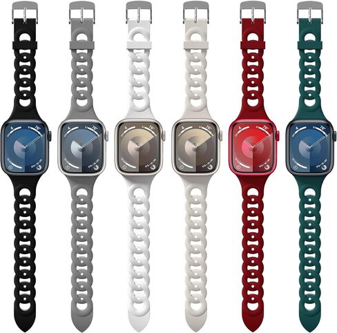Suoman 6-Pack Silicone Band for Apple Watch Band 49mm 45mm 44mm 42mm 38mm 41mm 40mm,Adjustable Soft Silicone Replacement Strap Band for iWatch Ultra 2/Ultra/Series 9/8/7/6/5/4/SE/SE 2 With Women Men in Saudi Arabia