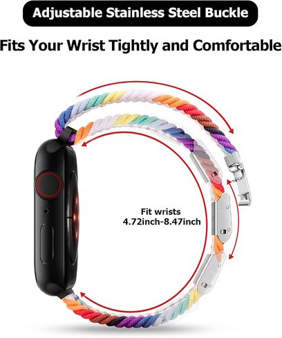 Nepfaivy Compatible with Apple Watch Band - 38mm 40mm 41mm Braided Stretchy Sport Band for Apple Watch Series SE 8 7 6 5 4 3 2 1, Women Men Nylon Fabric Elastic Loop Breathable Watch Strap for iWatch in Saudi Arabia