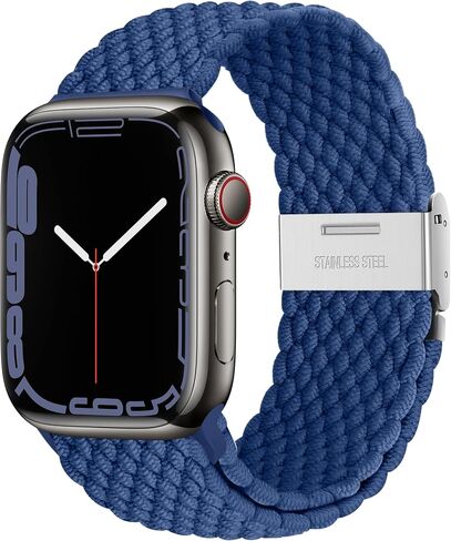 Nepfaivy Compatible with Apple Watch Band - 38mm 40mm 41mm Braided Stretchy Sport Band for Apple Watch Series SE 8 7 6 5 4 3 2 1, Women Men Nylon Fabric Elastic Loop Breathable Watch Strap for iWatch in Saudi Arabia